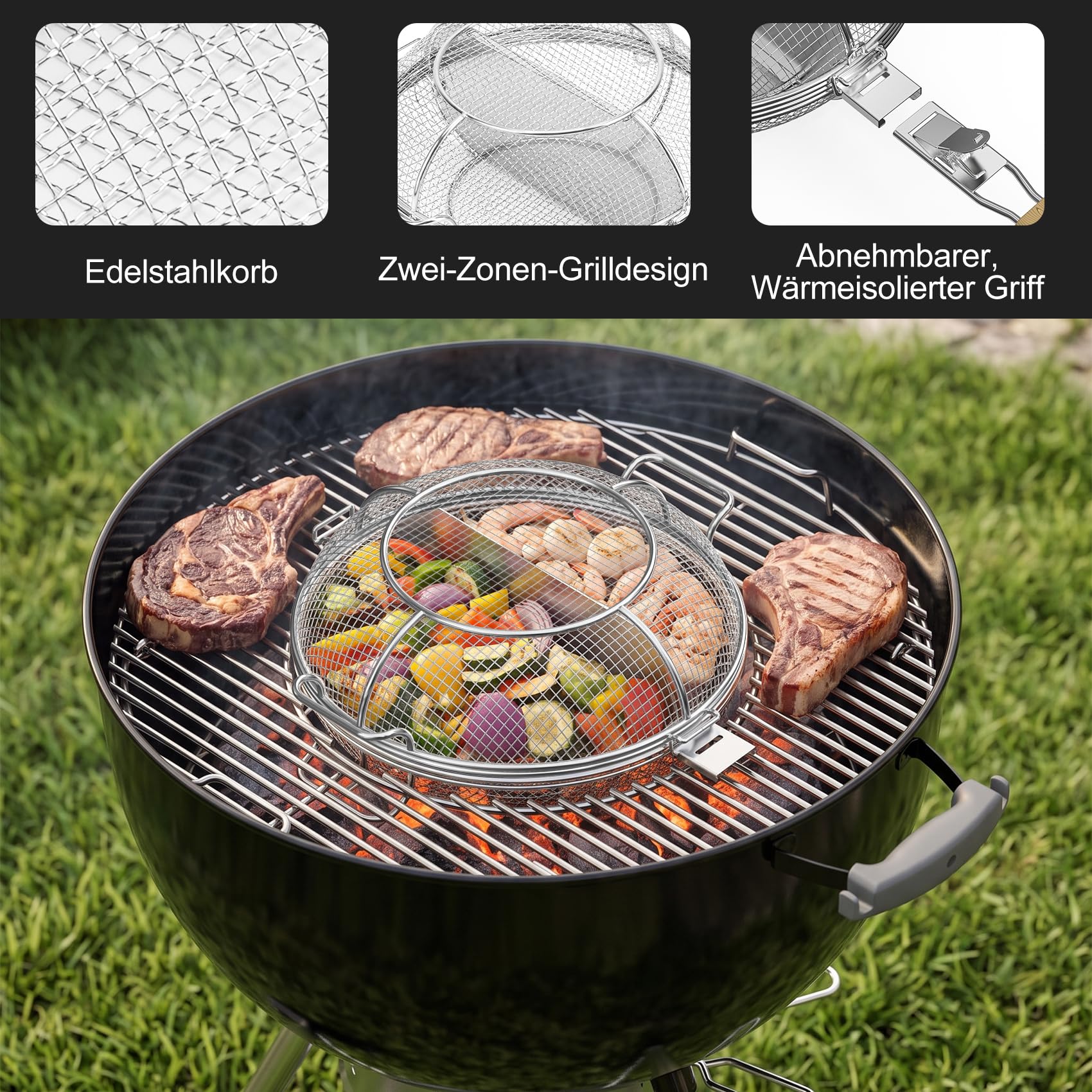 Onlyfire Edelstahl Grillkorb für Weber Gourmet BBQ System GBS