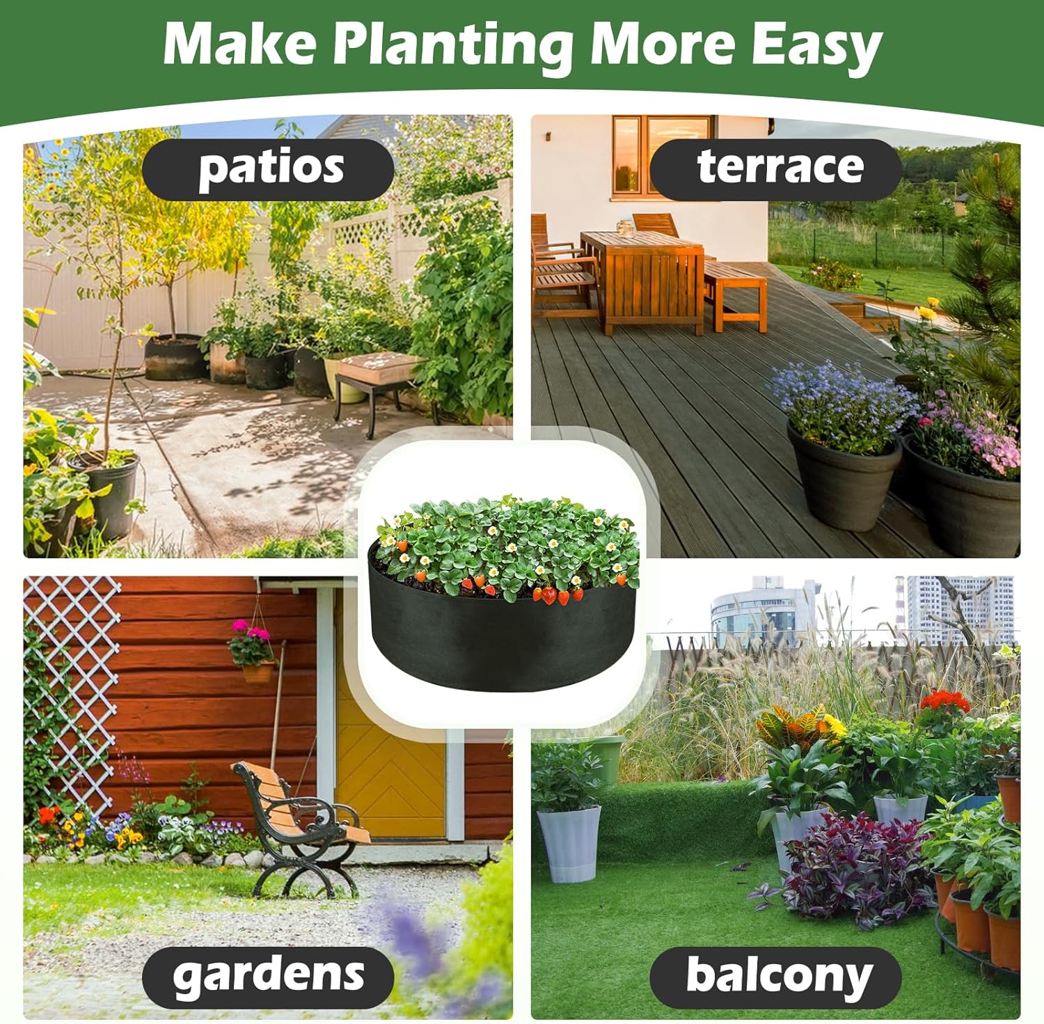 LBTING 2Pcs 50 Gallon Plant Grow Bags, Fabric Raised Planting Bed Heavy Duty Non-Woven Fabric Planter Pots for Garden Vegetables Flowers - Image 6