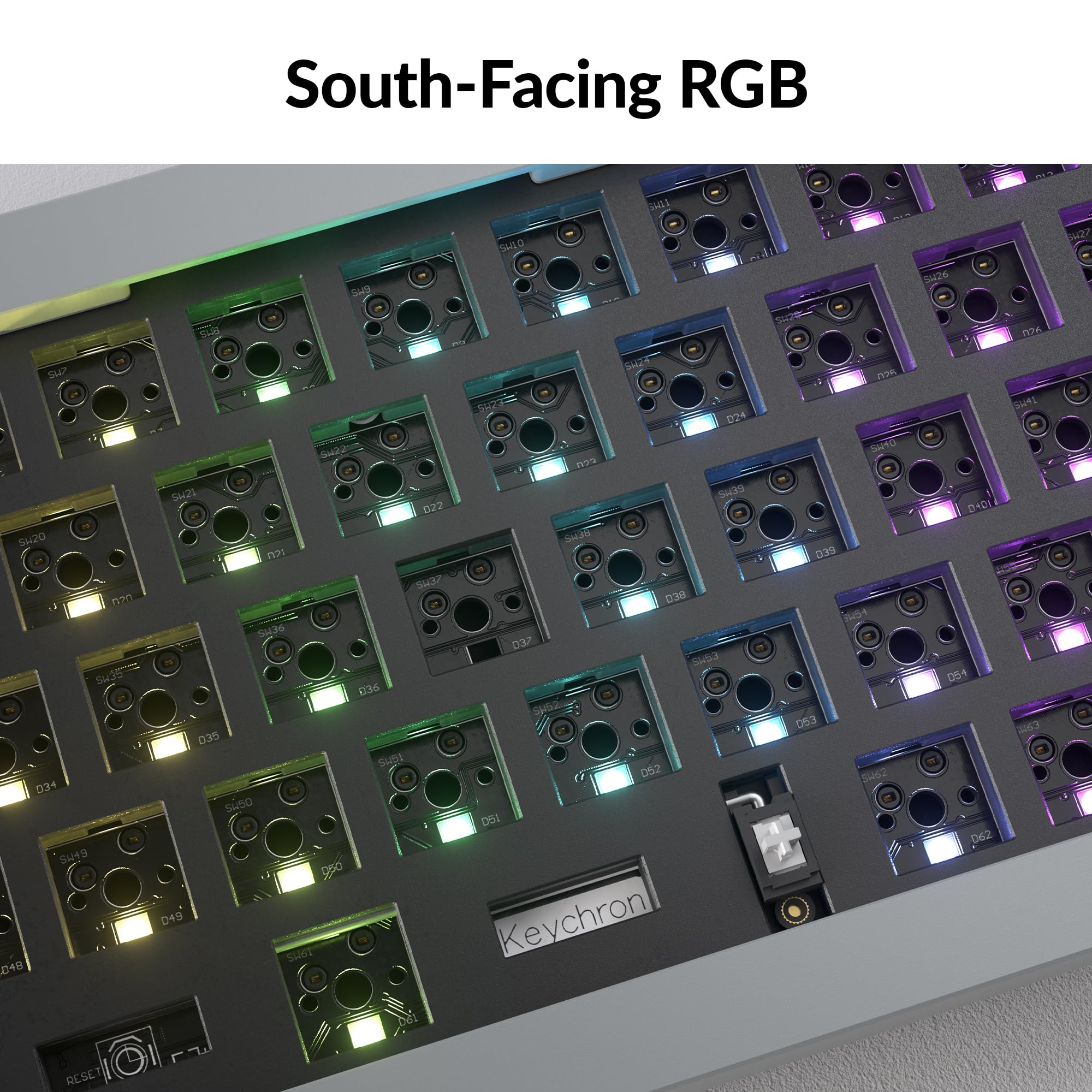 Keychron Q2 Barebone-Kit, 65%-ISO-Layout, Vollmetallgehäuse, USB-C, Grau | programmierbar mit QMK/Launcher, RGB-Beleuchtung, Double-Gasket-Design, Custom Barebone-Keyboard für Mac und Windows