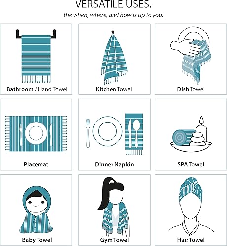 Miniatura 6 de Cacala Juego de 4 toallas de mano turcas con lazo para colgar (23 x 36), juego de 4 toallas de cocina 100% algodón de secado rápido, prelavadas para