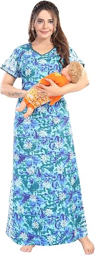 LIFE-TALE Women's Cotton Feeding/Maternity Maxi/Nighty/Night Gown/Night Wear