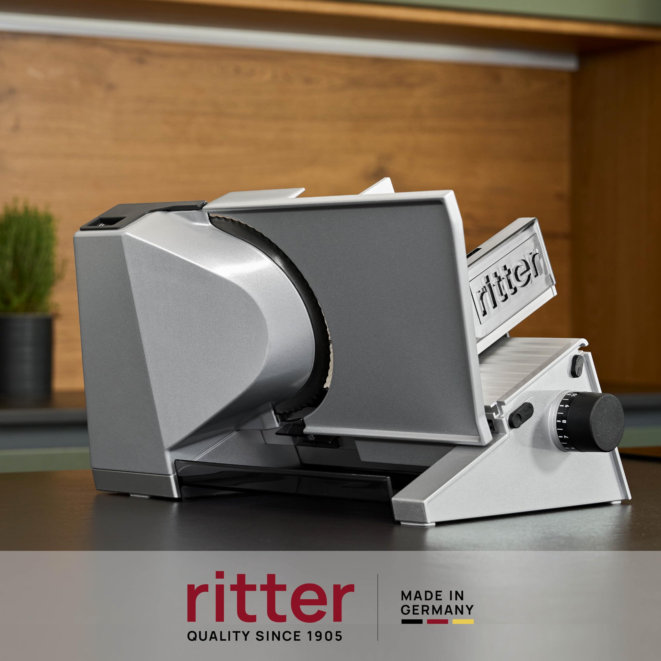 ritter Allesschneider contura 3 schwarz, elektrischer Allesschneider mit ECO-Motor, made in Germany