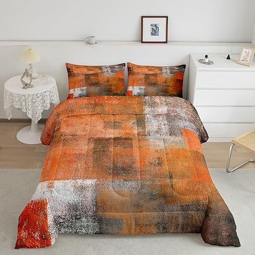 Miniatura 1 de Erosebridal Juego de edredón gris naranja tamaño matrimonial, juego de ropa de cama de acuarela degradado para mujeres y hombres, juegos de edredón