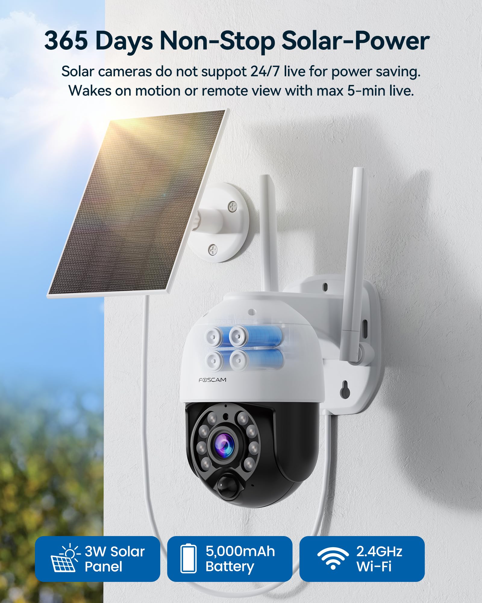 Amazon.com : FOSCAM Solar Security Cameras Wireless Outdoor, 4MP