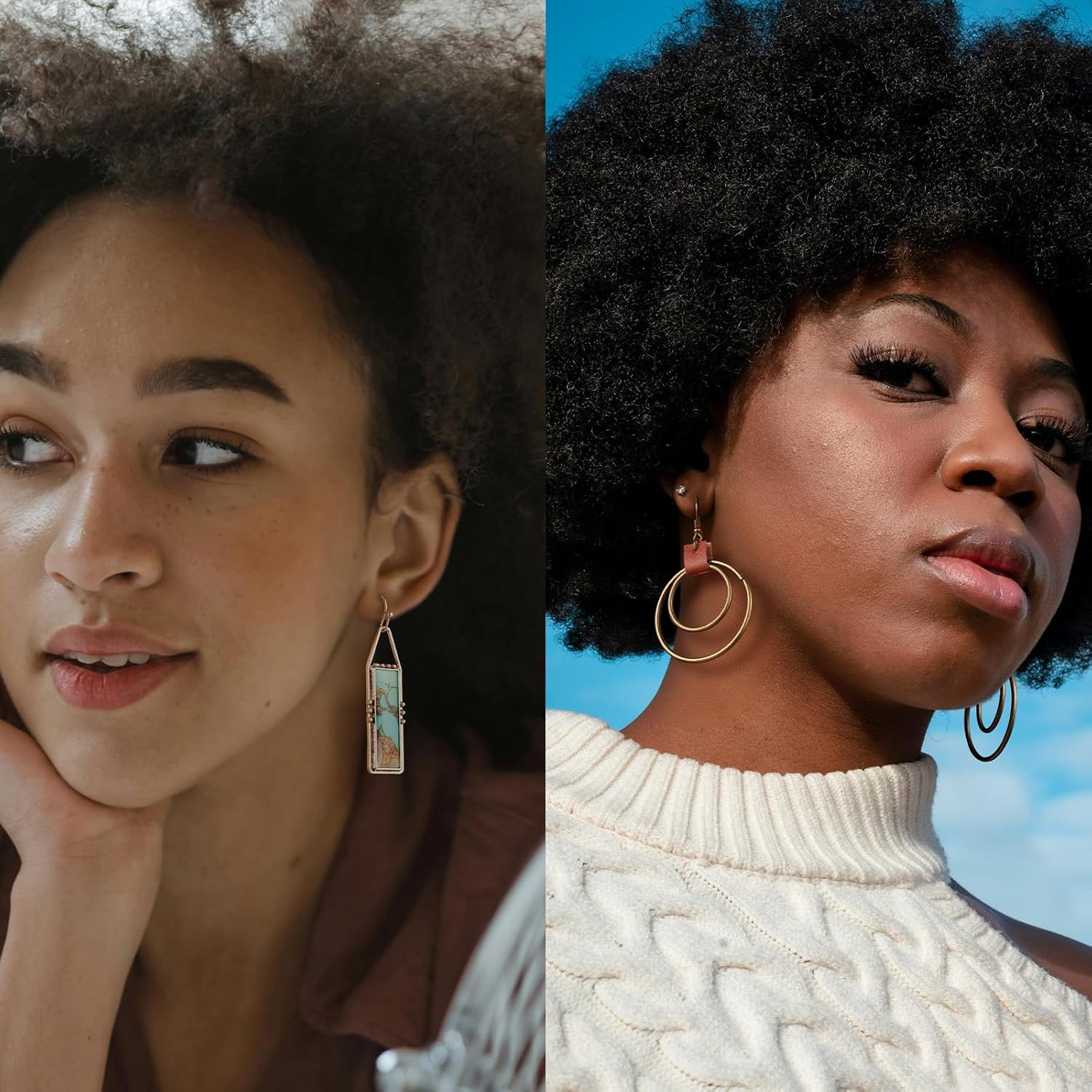 16 Pairs Earrings for Women Trendy, Funtopia Boho Dangle Earrings for Women, Vintage Statement Sunflower Round Geometric Earrings Wooden Leather Earrings - Image 5