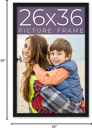 Miniatura 10 de Marco de fotos negro de madera real de 26 x 36 pulgadas de ancho de 0.75 pulgadas  Profundidad del marco interior de 0.5 pulgadas  Marco de fotos