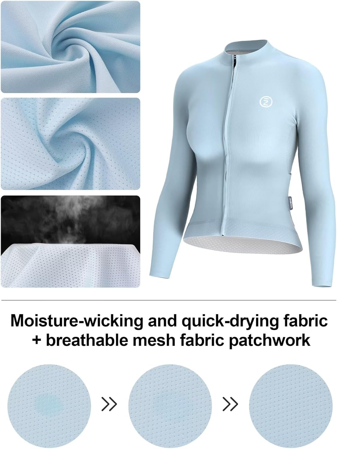 INBIKE Cycling Jersey Women Long Sleeve, Breathable Bike Shirts with Pockets, Bicycle Clothing for Road Biking Riding - Image 3
