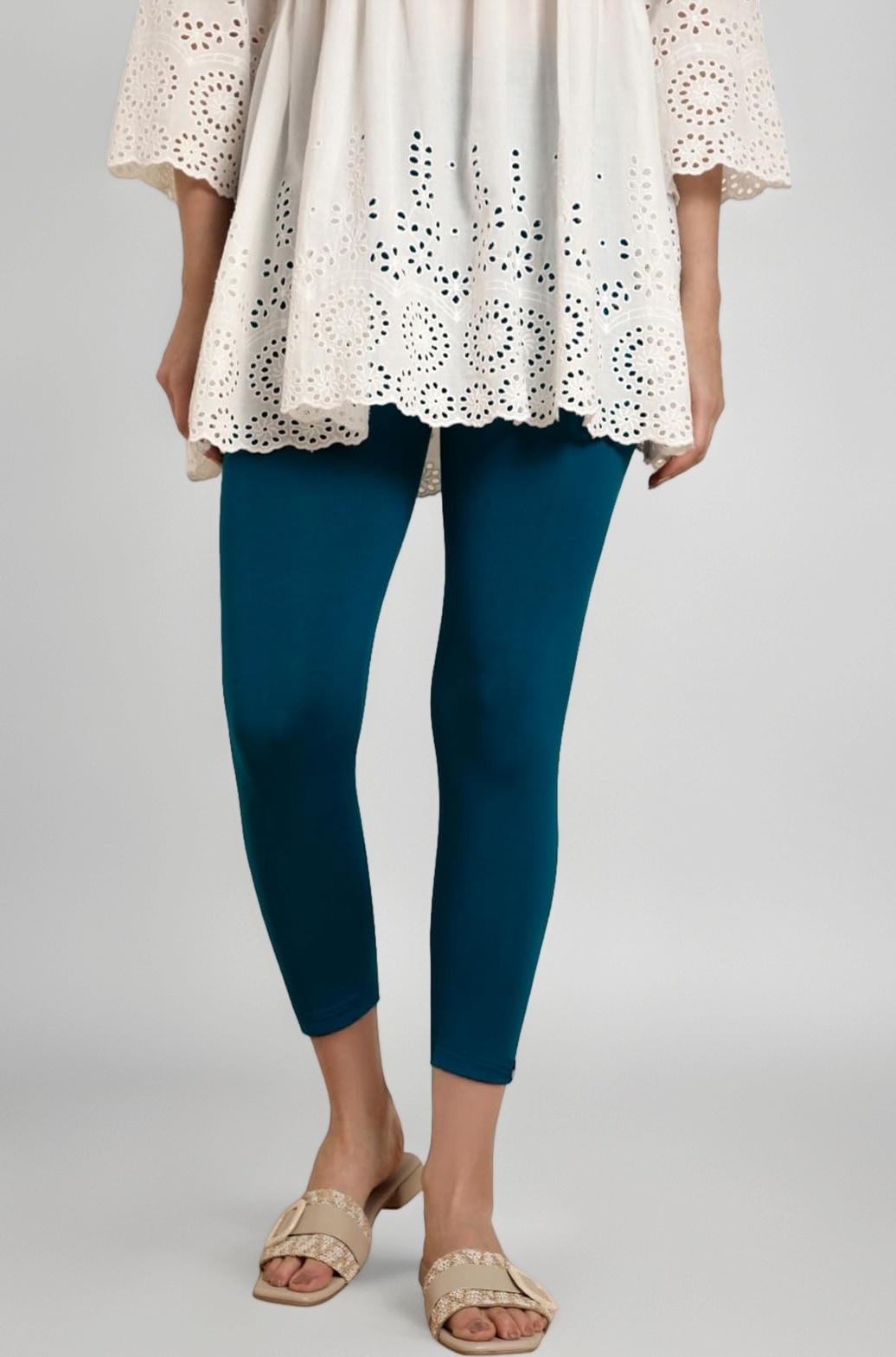 TWIN BIRDS Viscose Elastane Stretch Leggings for Women | Mid Rise Skinny Fit, High Ankle & 7/8 Cropped Length Active Legging