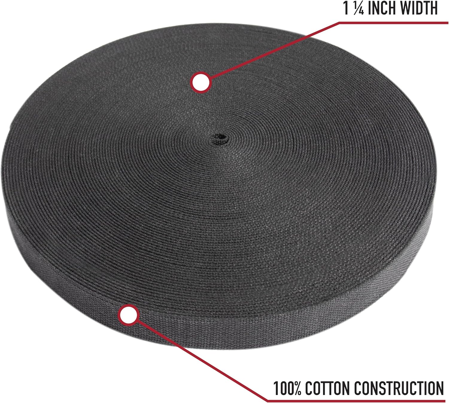 Rothco Belt Webbing - 100% Cotton, 50 Yards, 1 ¼ Inch Width - Ideal for Duty Belts & Tactical Straps