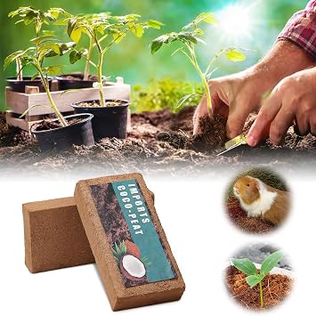 Coco Coir Brick for Plants - 2 Pack Premium 100% Organic Coconut Coir Peat Moss Mix Potting Soil with Low EC & pH Balance, Fiber Coconut Husk for Plants, Flowers, Herbs Garden Soil
