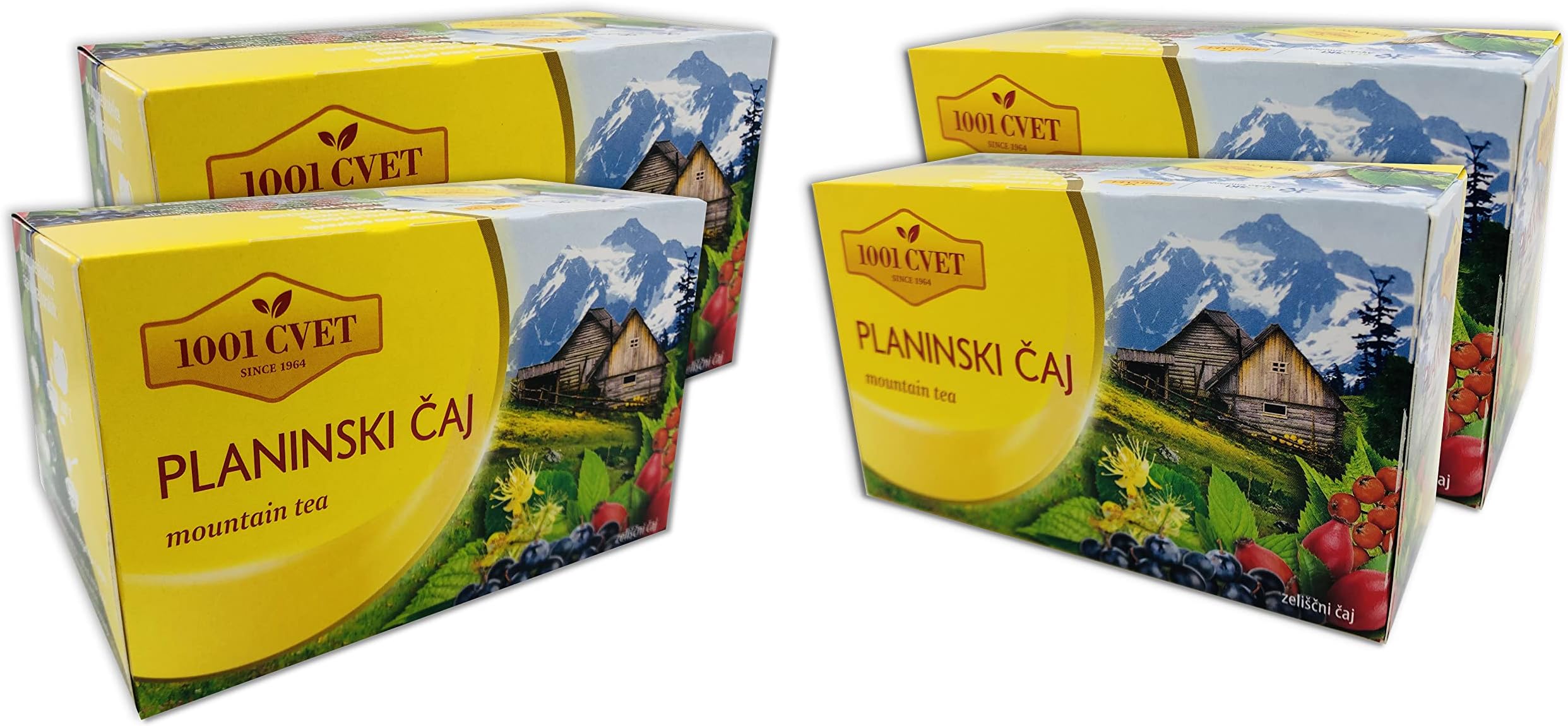 Mountain Tea, 4 Packs of 20 Bags (80 Tea Bags), Herbal Tea Bags from Alps Mountains