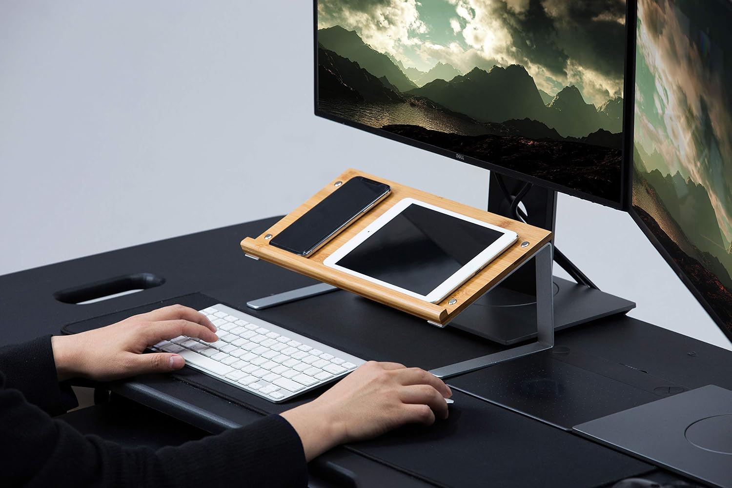 J JACKCUBE DESIGN JackCubeDesign Tablet Smartphone Book Stand for Desk, Wooden Wide Display Organizer Table for Cell Phone Laptop Document (20.7 x 6.7 x 5.12 inches) - MK294B