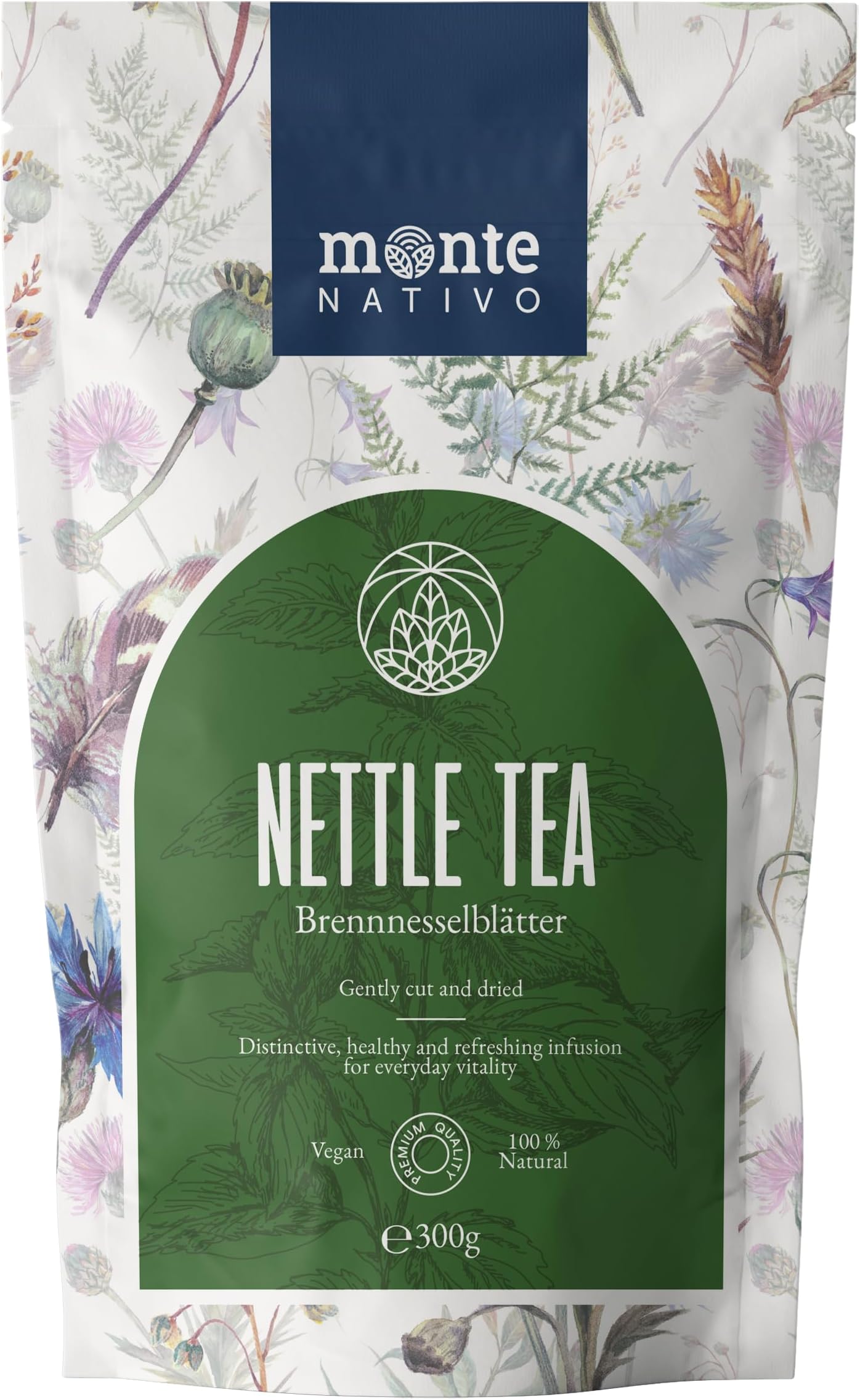 Nettle Tea Monte Nativo (300g) - Nettle Leaf Tea - Aromatic and 100% Pure and Natural Loose Leaf Herbal Infusion Without Additives - Healthy, refreshing and nutrient-rich