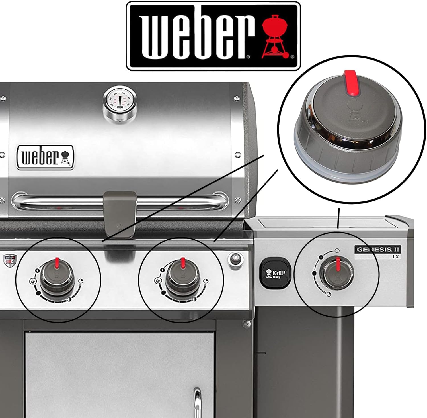 Weber 66753 3pk Control Knobs for Genesis II LX Series Grills