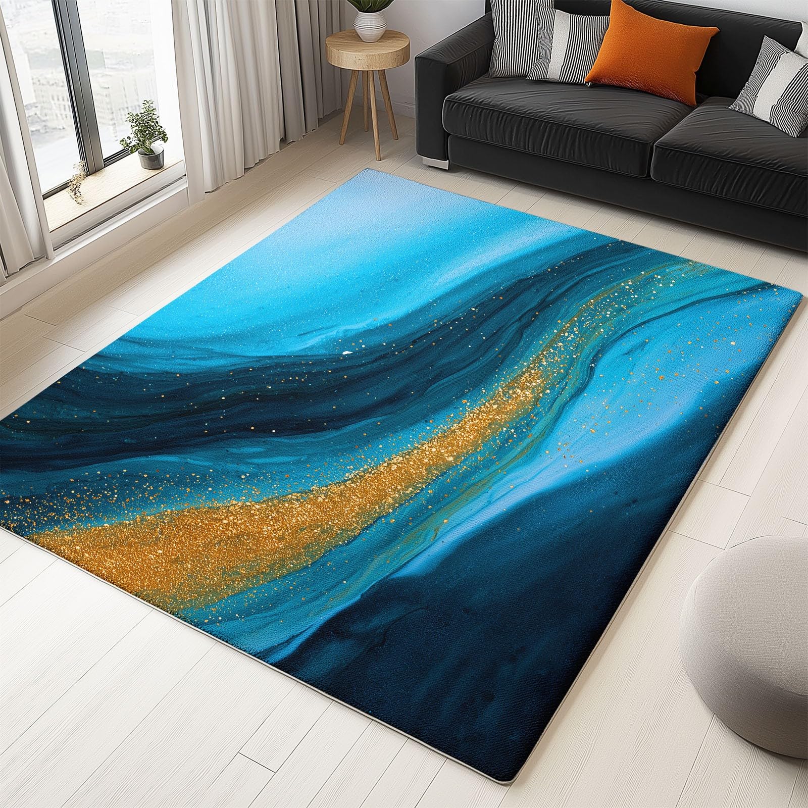 Paillasson imprimé grand format lavable pour sécuriser un sol de salon glissant