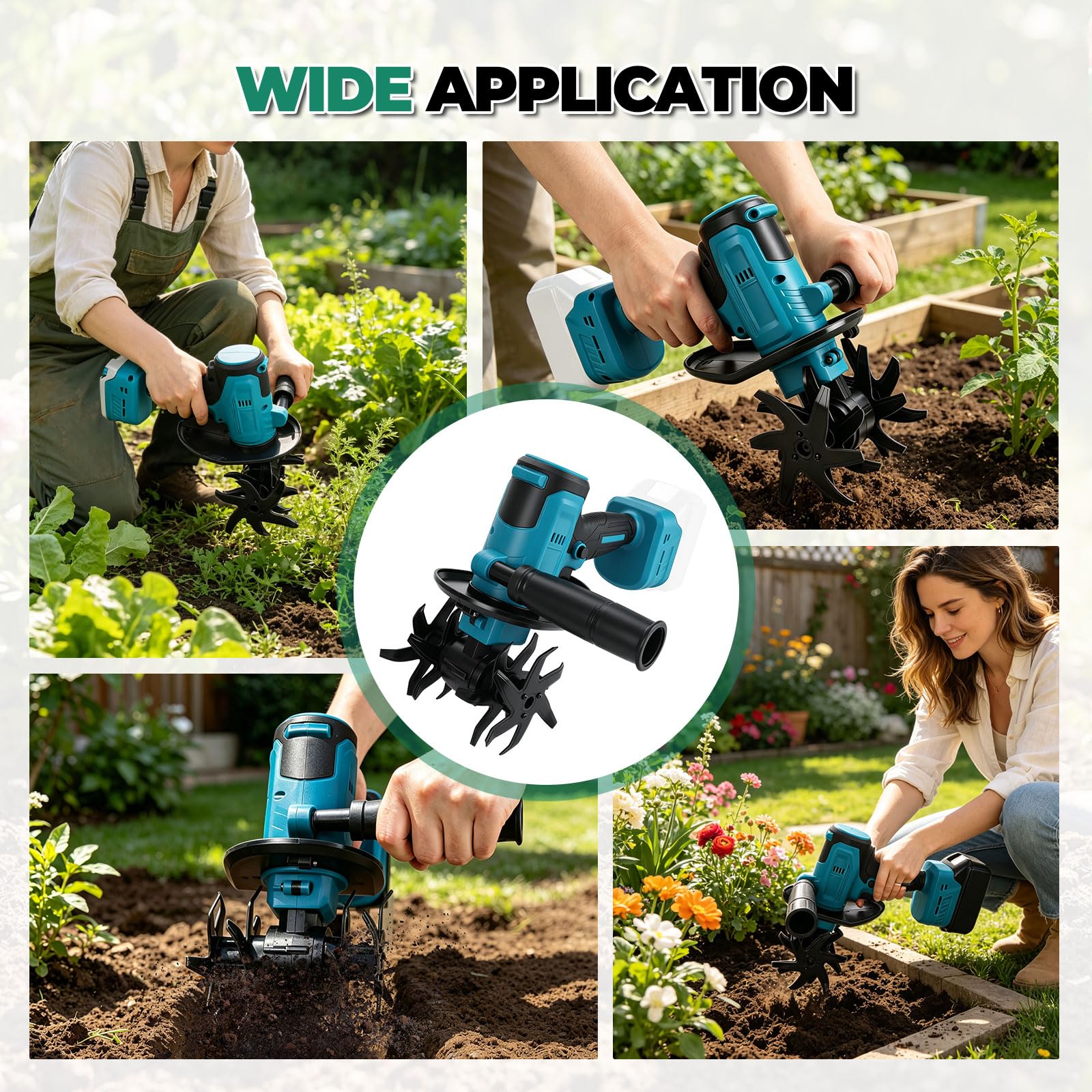 Kabelloser Hand Bodenhacke kompatibel mit Makita 18V Akku, 550W Gartenfräse