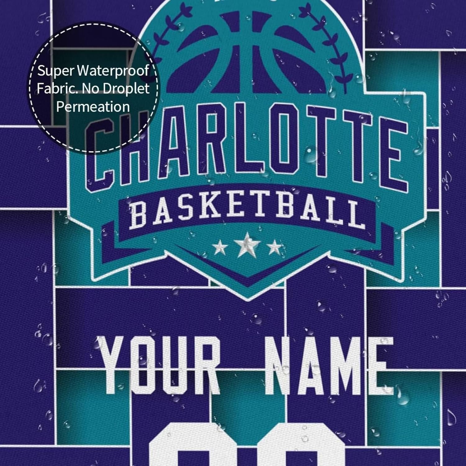 Charlotte Personalized Names and Numbers Shower Curtains，Customized Shower Curtains with,Gifts for Lovers,Men,Women and Fans，60" X 72"，72" X 72"