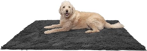 Tapete de cama Furhaven para mascotas como perros y gatos Alfombra para comida y toalla de baño de gamuza y felpilla absorbente para patas sucias,