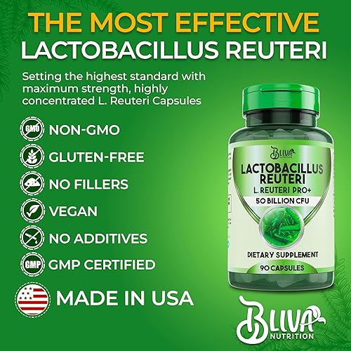 Miniatura 5 de Cápsulas BLIVA Lactobacillus Reuteri – L Reuteri - 50 mil millones de UFC por porción - Suplemento de L Reuteri con la mayor cantidad de UFC - 90