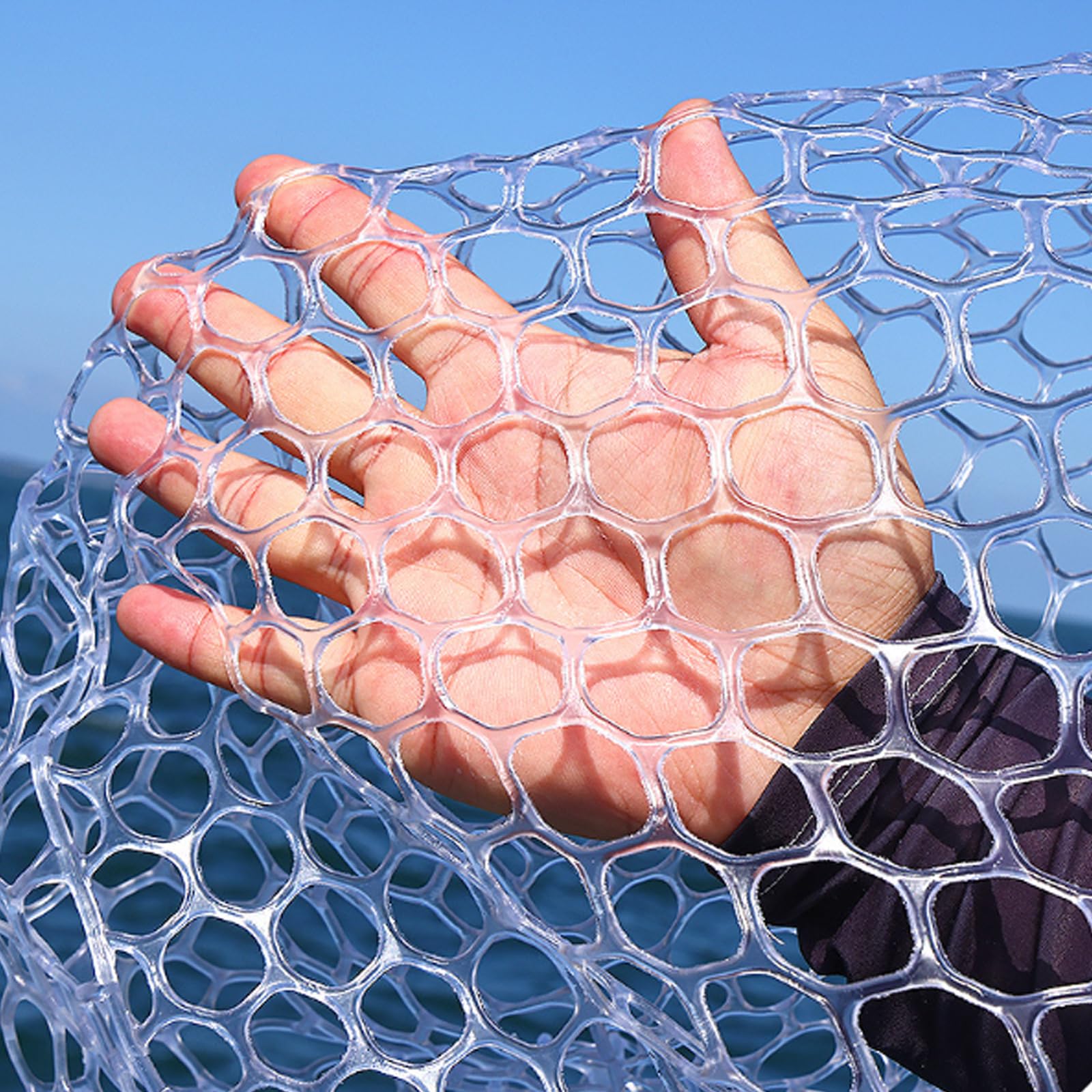 Retino compatto con struttura in metallo, rete in PVC resistente agli odori e impugnatura per pescatori di laghetti, retino da pesca