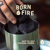 Vista 5 de Charcoal Grills - Basic Mini 6 lbs - 3-in-1 Stainless Steel Ultra-Portable Smoker Grill for Outdoors, Camping and Home BBQ - Compact Vertical Smoker