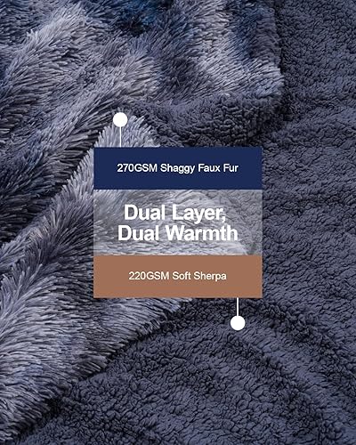 Miniatura 2 de Pawque - Mantas de pelo sintético de tamaño Queen de 60 x 80 pulgadas, manta súper suave, esponjosa y mullida, cálida y gruesa de sherpa, pelo