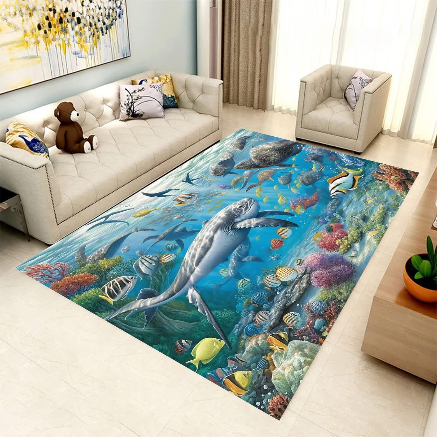 Tapis de porte intérieure tortue de mer pour une ambiance marine en salle à manger