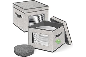 Homyfort Fabric Storage Cubes with Lids for Dinnerware