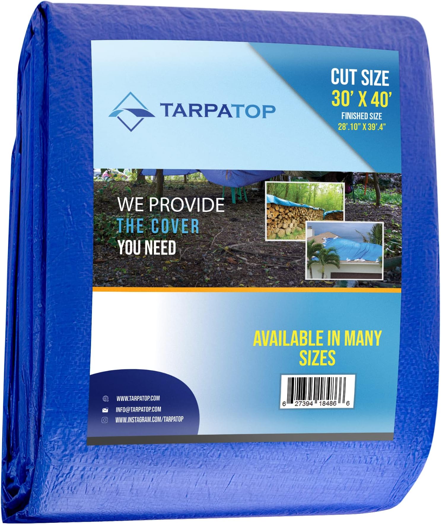 Multi-Purpose Waterproof Heavy Duty Poly Tarp - 30X40 Large Blue With Grommets Every 3ft - Rot, Rust, and UV Resistant, Weatherproof Covers for Camping, Farming, Vehicles, and More
