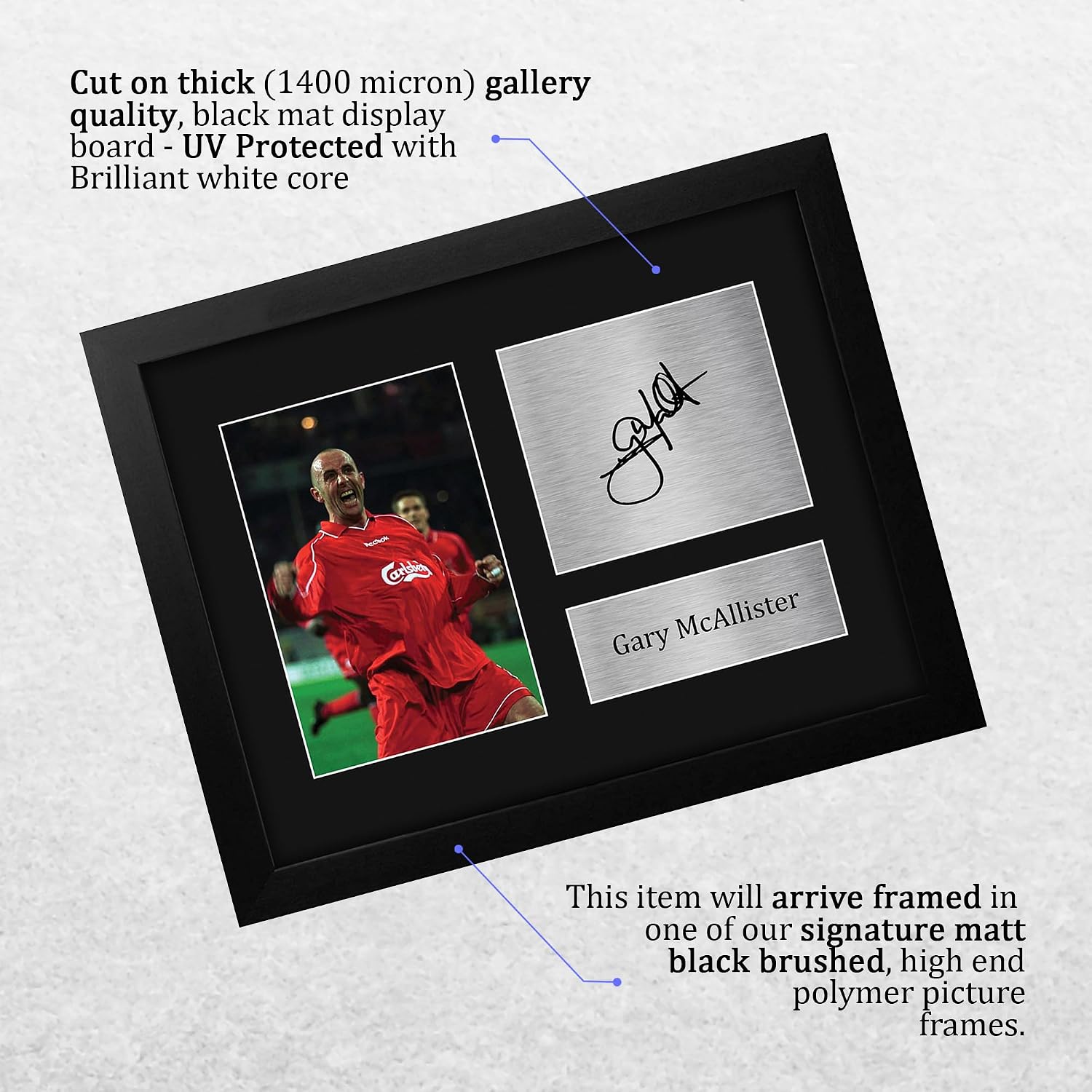HWC Trading Gary McAllister Liverpool Gifts Printed Signed Autograph Picture for Soccer Fans and Supporters - US Letter Framed (ID-007920)