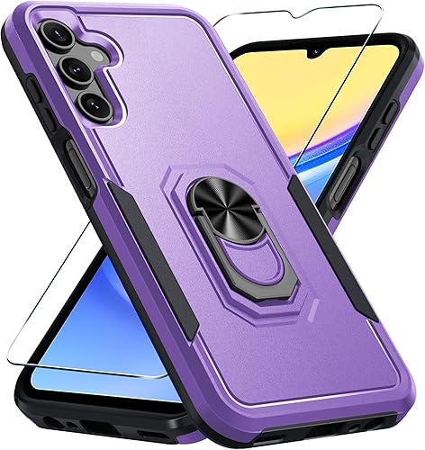 Miniatura 24 de Janmitta Funda compatible con Samsung Galaxy A14 5G con protector de pantalla + protector de lente de cámara, funda resistente de servicio pesado