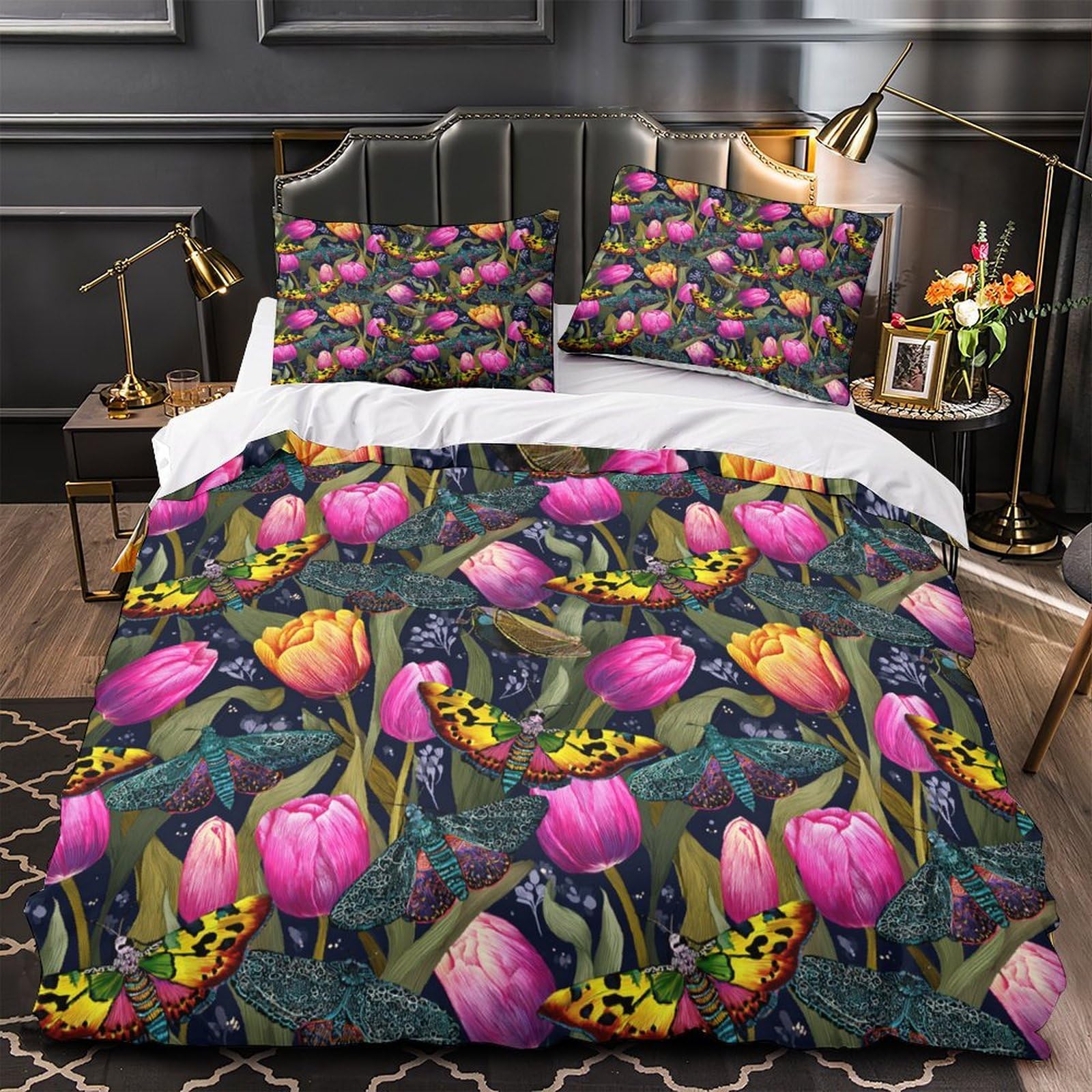 Housse de couette branche florale microfibre 260x220 cm