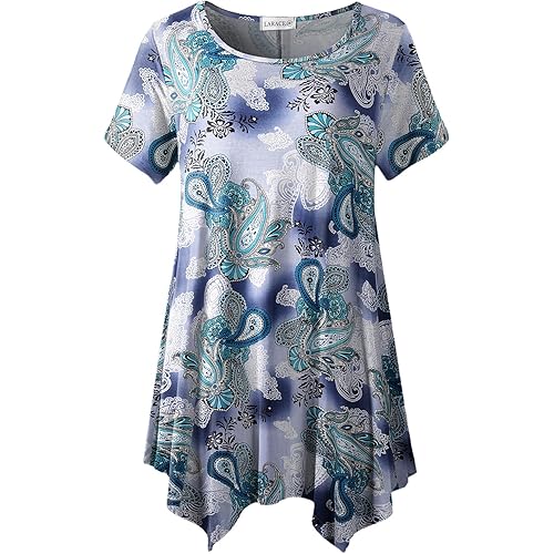 LARACE Short Sleeve Shirts for Womens Plus Size Tops Casual Summer Clothes Asymmetrical Tunic Blouses