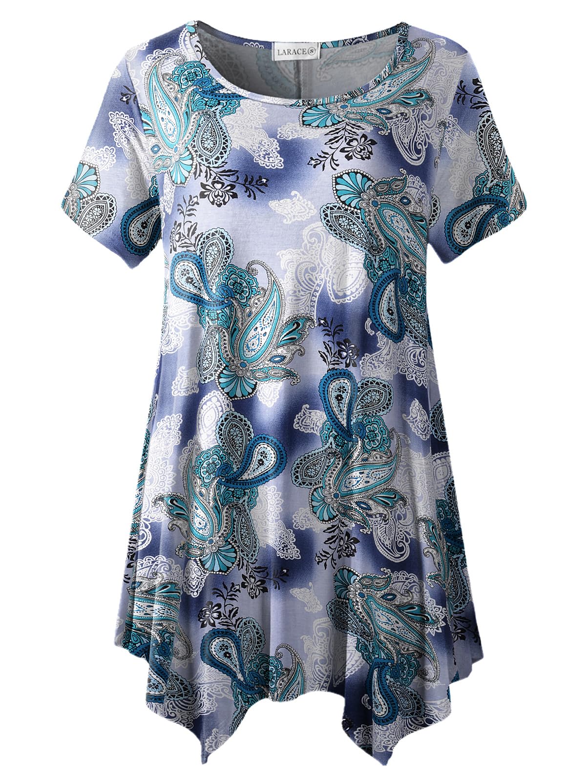 LARACE Short Sleeve Shirts for Womens Plus Size Tops Casual Summer Clothes Asymmetrical Tunic Blouses