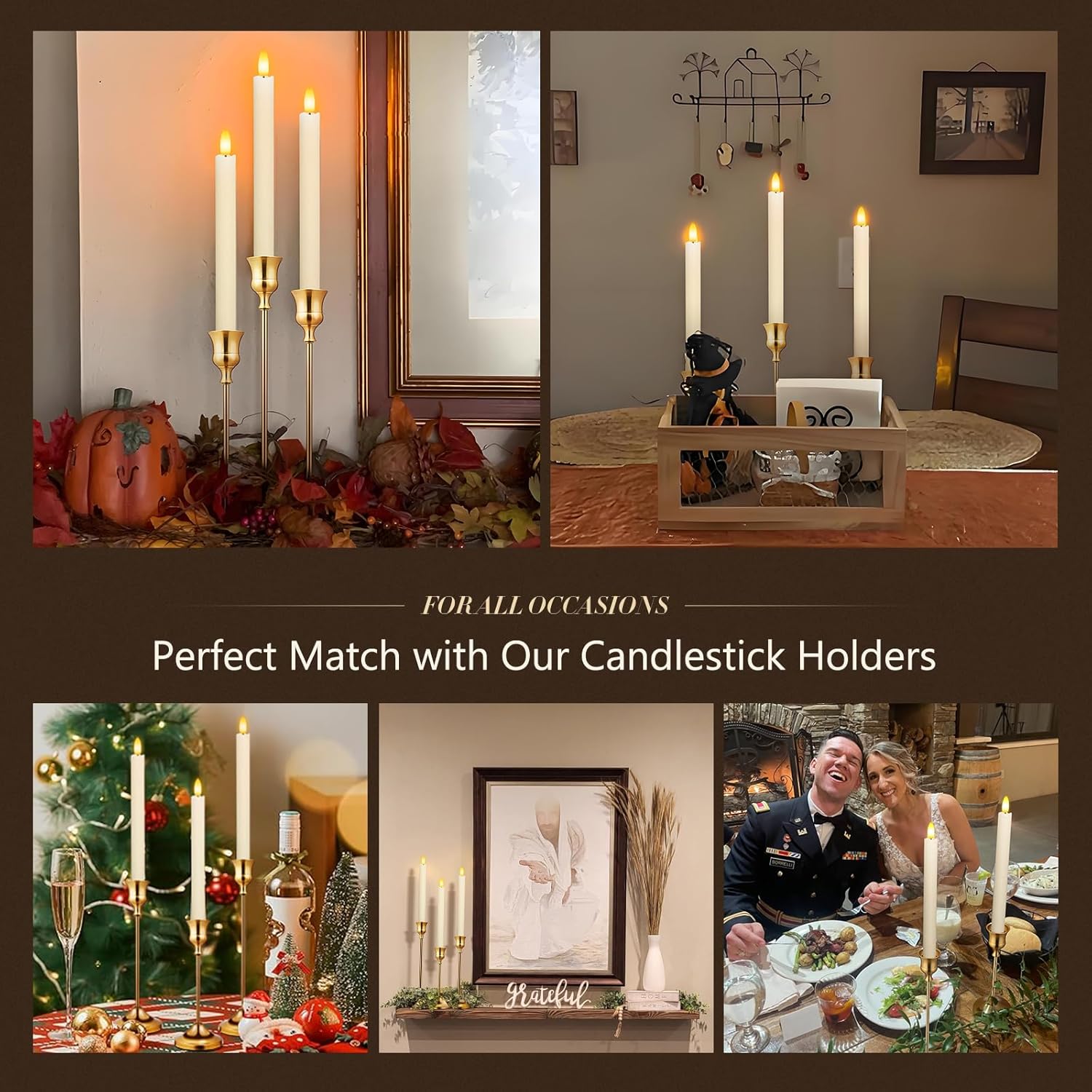 Upgraded Real Wax LED Flameless Taper Candles with Remote, KSWING 6 PCS Ivory Candle Sticks Battery Operated 3D Flickering - 9.6" Long Realistic Fake Candlesticks for Home/Wedding/Fireplace Xmas Decor - Image 5