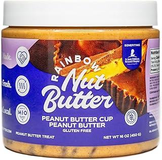 Rainbow Nut Butter, Peanut Butter Cup Peanut Butter, Spread, Treat, Snack, Dessert, Milk Chocolate Chips, High Protein Flavored Nut Butter, (16 oz Jar).