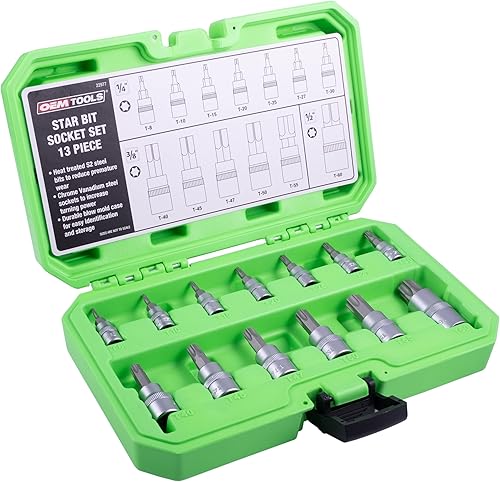 Miniatura 2 de OEMTOOLS 22977 Juego de brocas Torx de 13 piezas, juego de llaves de vaso para mantenimiento automotriz, acero S2 tratado térmicamente, acabado