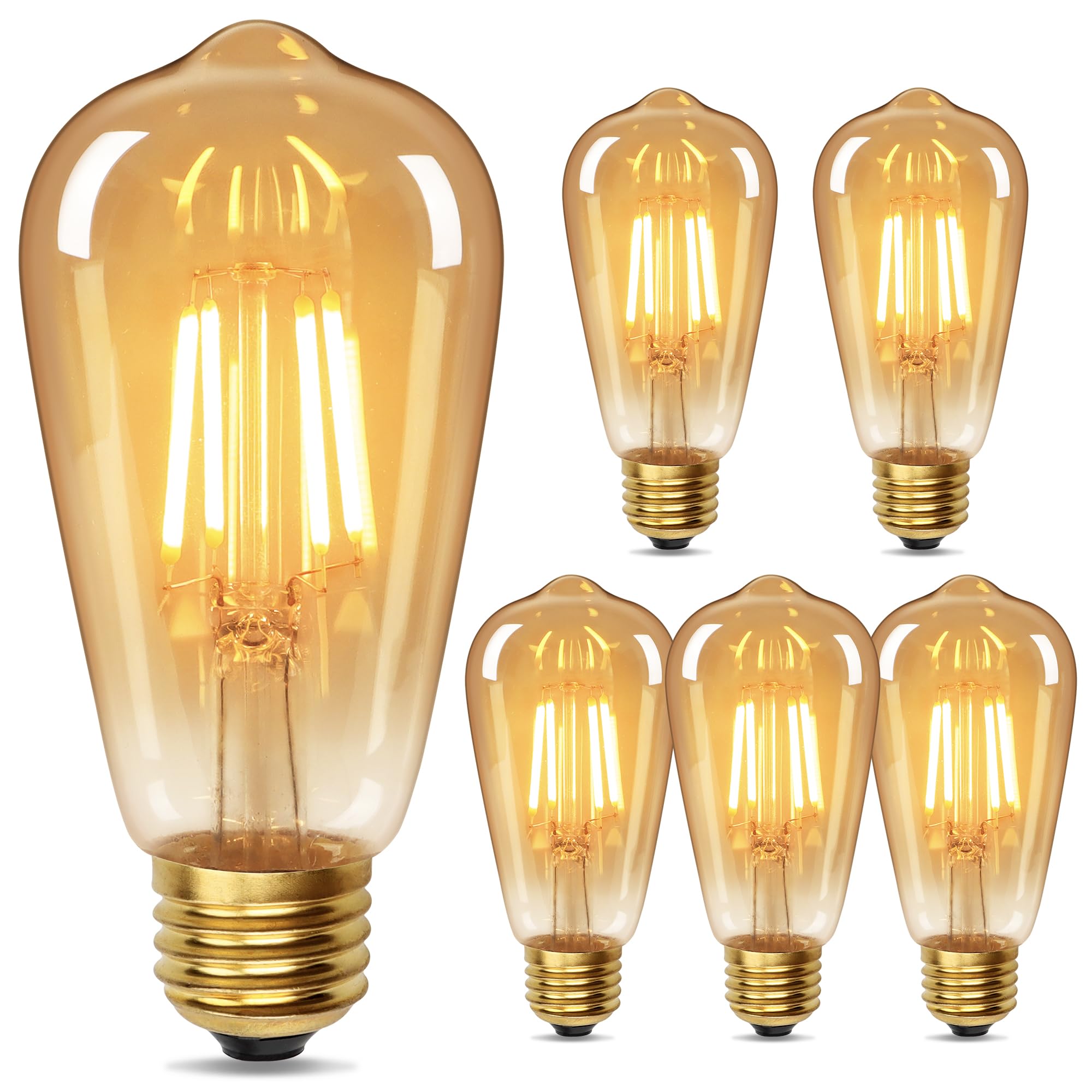 YUNRRD Lampadina vintage E27 LED Edison ST64, confezione da 6