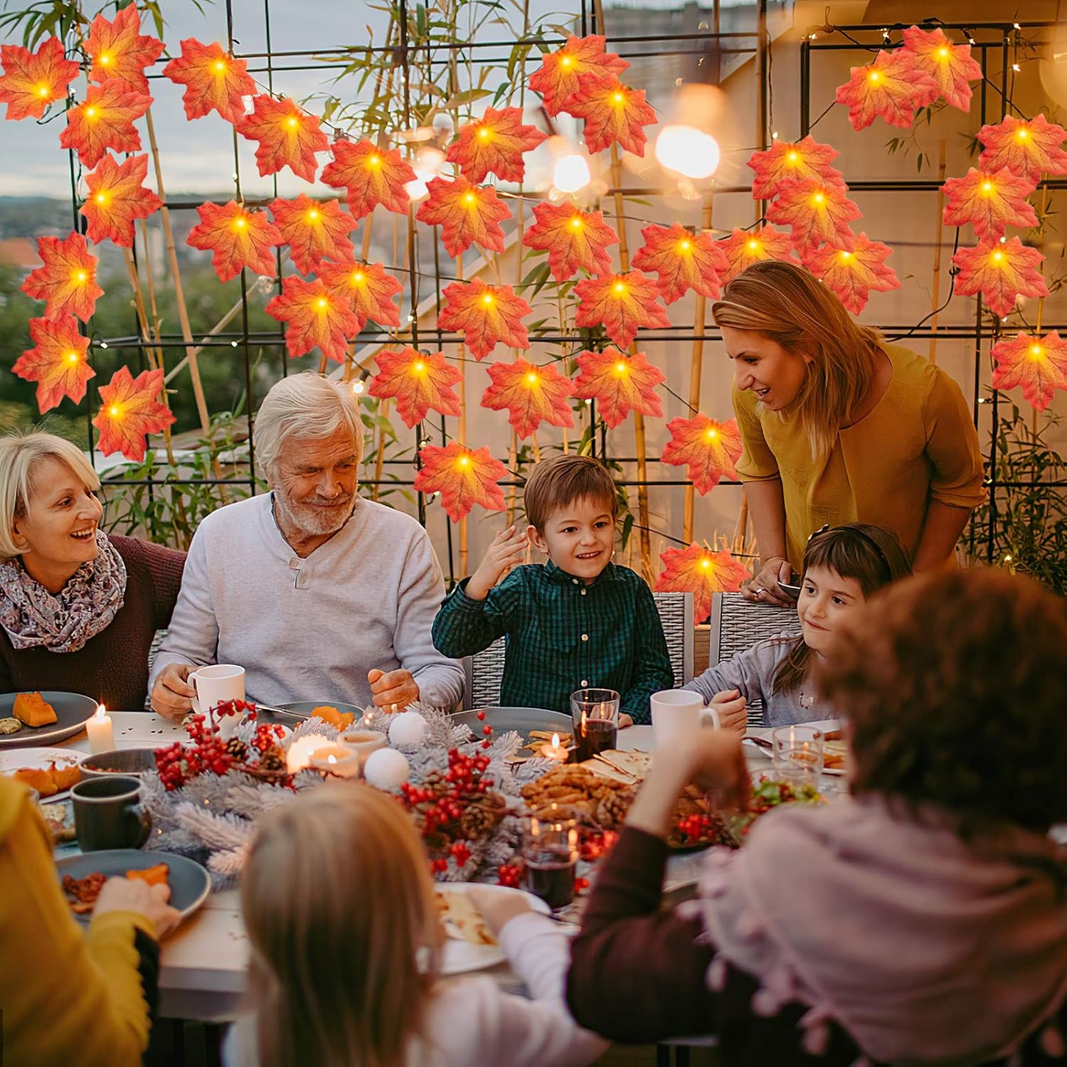 Fall Decor Thanksgiving Maple Leaves String Lights, 20 LEDs Twinkle Lights Battery Operated, Orange String Light for Thanksgiving Autumn Garland Party Decorations Clearance for Home Outdoor Indoor