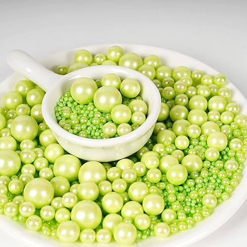 Miniatura 4 de Kasvan Gránulos de azúcar de perlas verdes de Halloween, perlas comestibles de caramelo de 4.58 onzas, tamaño mezclado, decoraciones de pasteles