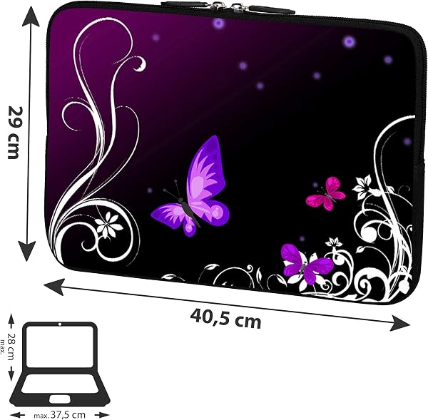 PEDEA Laptop Bag Case Design Sleeve for 15.6 inch, Purple Butterfly - 2