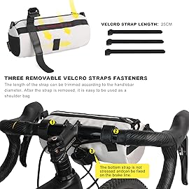 Rhinowalk Bike Handlebar Bag Bicycle Front Bag Shoulder Bag Storage Bag with Shoulder Strap for Road Mountain Bike Cycling Travel (White)
