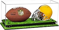 Vista 84 de Better Display Cases Acrílico 2 Mini casco de fútbol (no tamaño completo) vitrina con base de césped transparente (V46/A019)