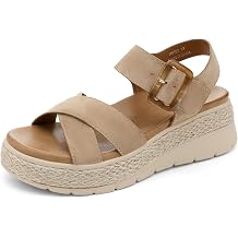UBFEN Womens Platform Sandals Low Wedge Espadrille Orthopedic Arch Support