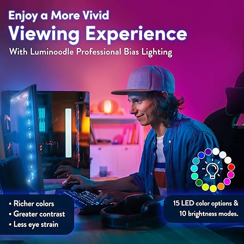 Miniatura 2 de Power Practical Tira de luces LED de retroiluminación, tiras de luz USB con control remoto para 15 opciones de iluminación de sesgo de color