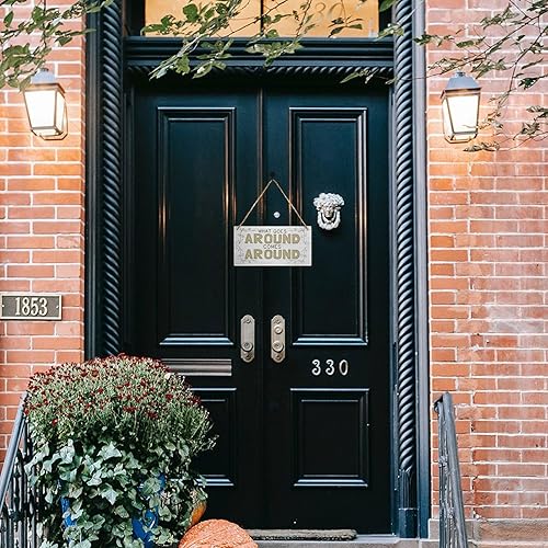 Miniatura 6 de Letrero colgante de madera con texto en inglés "What Goes Around Comes Around Comes Around de madera rústica", decoración colgante para decoración