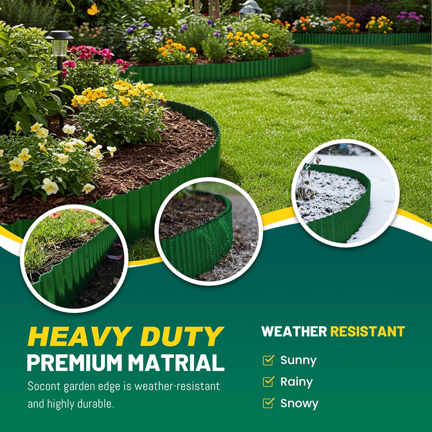 Corrugated Metal Garden Edging, 6"×40Ft Durable Landscape Border for Garden, Lawn, Flower Beds and Paver Edging (Green)