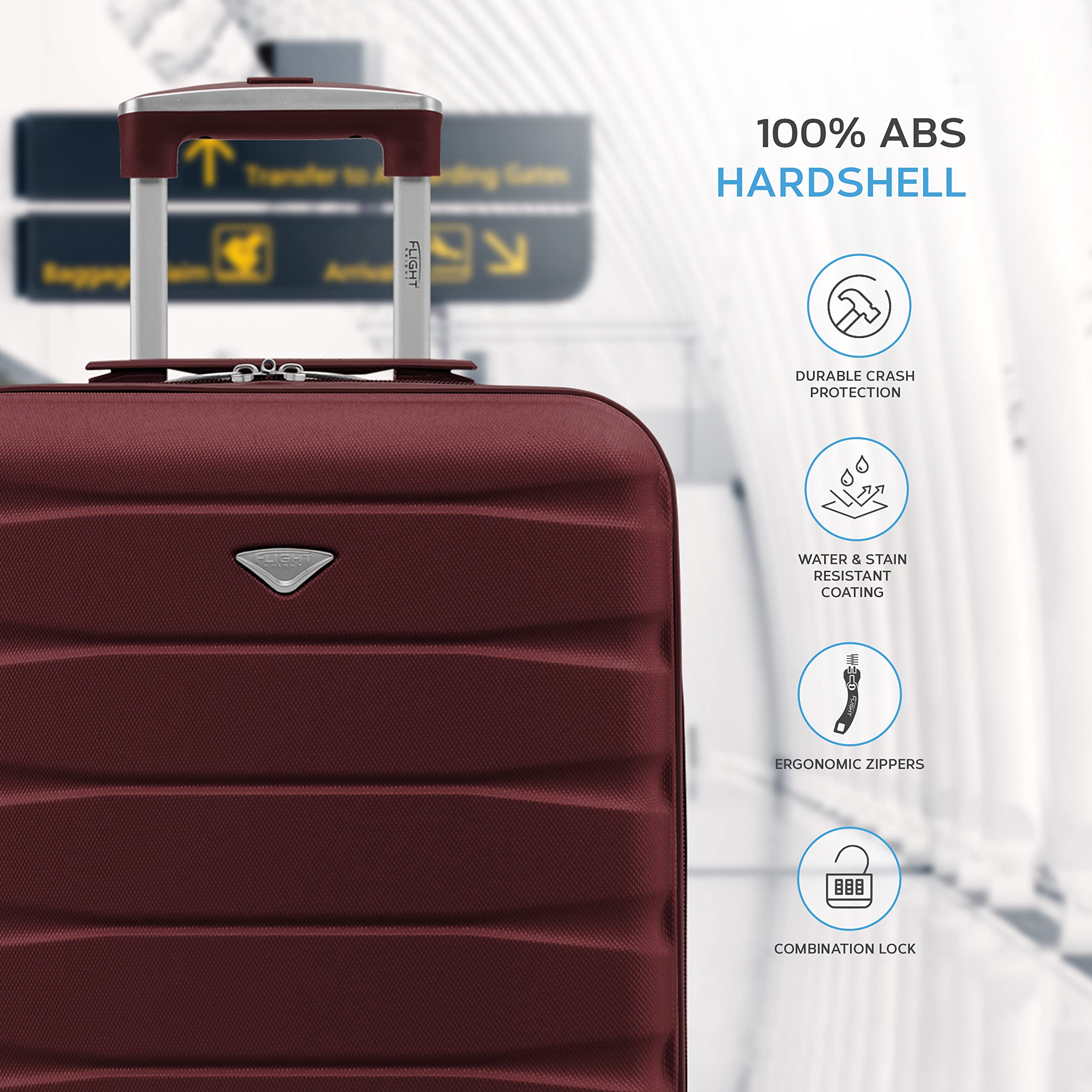 Flight Knight Cabin Suitcase 55x40x20 Ryanair Priority, EasyJet, Jet2 Lightweight Small Durable 4-Wheel Cabin Case, Carry-On for Over 60 Airlines, Hard Shell, 10kg Hand Luggage Bag (55 x 40 x 20 cm)