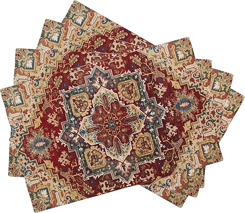 Miniatura 19 de Juego de 4 manteles individuales con diseño de hojas de acuarela, juego de manteles individuales para mesa de comedor, 12 x 18 pulgadas, lavables,