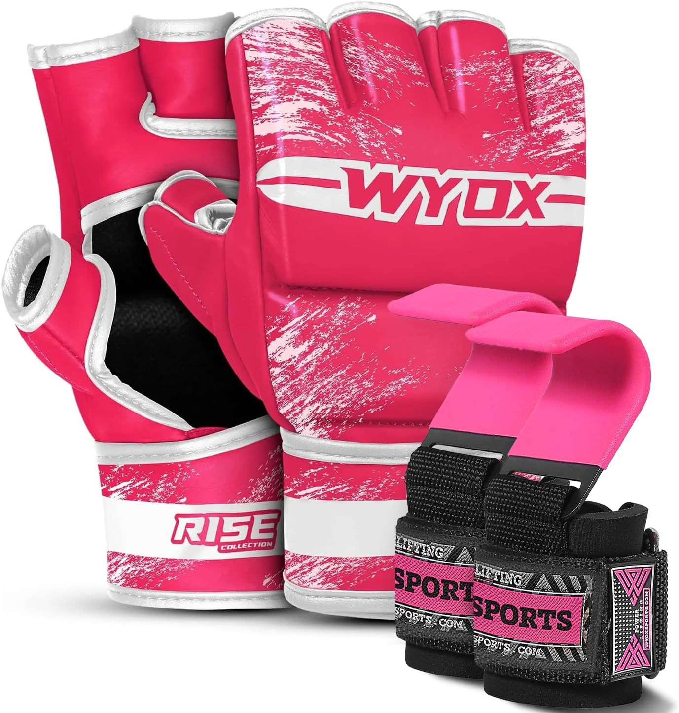 WYOX MMA Grappling Gloves & Lifting Hooks Combo – Enhanced Wrist Support & Grip for Strength Training & Fitness